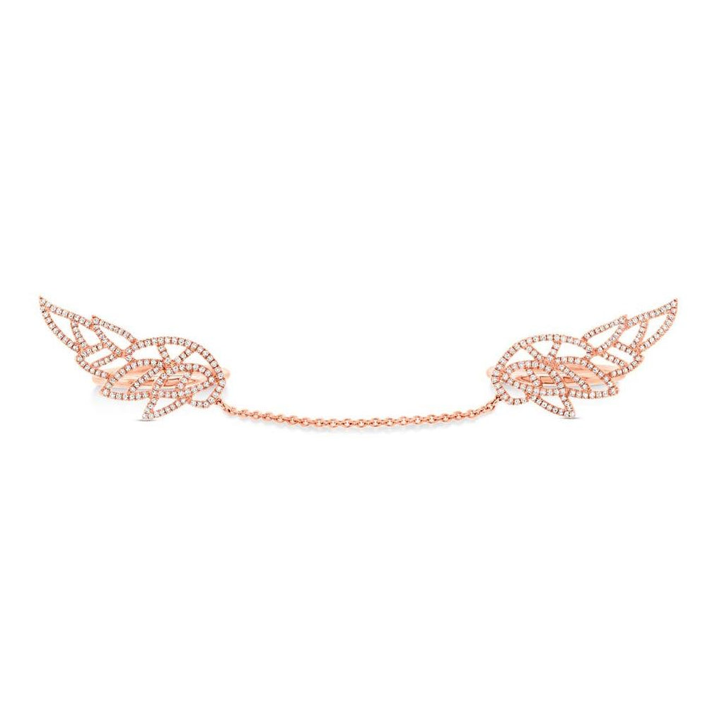 0.76 Ctw 14k Rose Gold Diamond Angel Wings Ring