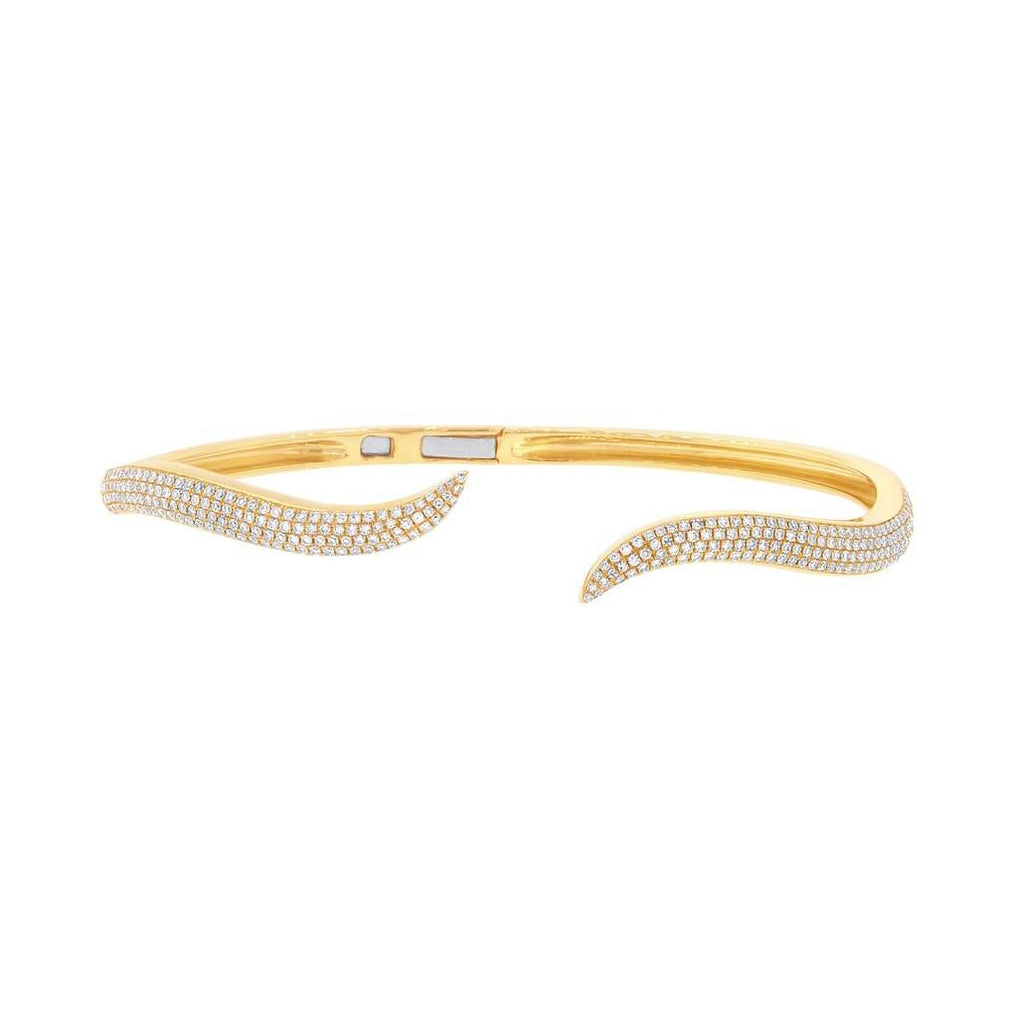 0.84 Ctw 14k Yellow Gold Diamond Pave Bangle Bracelet