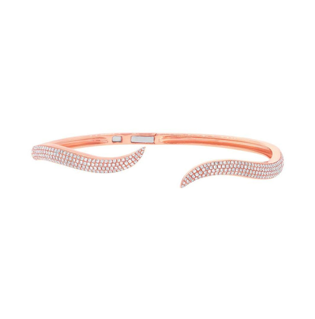 0.84 Ctw 14k Rose Gold Diamond Pave Bangle Bracelet