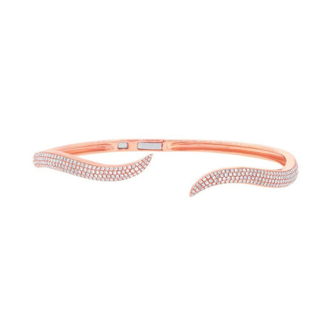 0.84 Ctw 14k Rose Gold Diamond Pave Bangle Bracelet