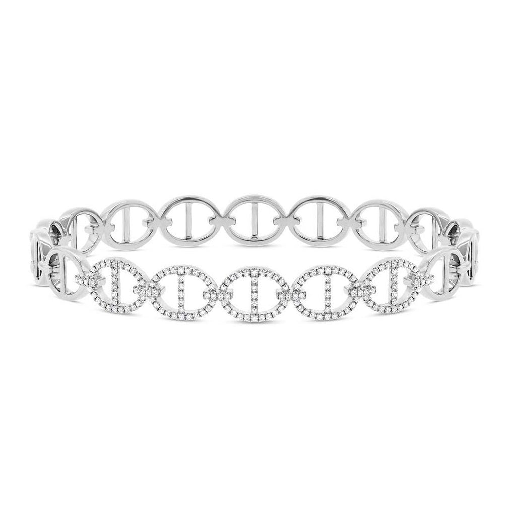 0.45 Ctw 14k White Gold Diamond Bangle Bracelet