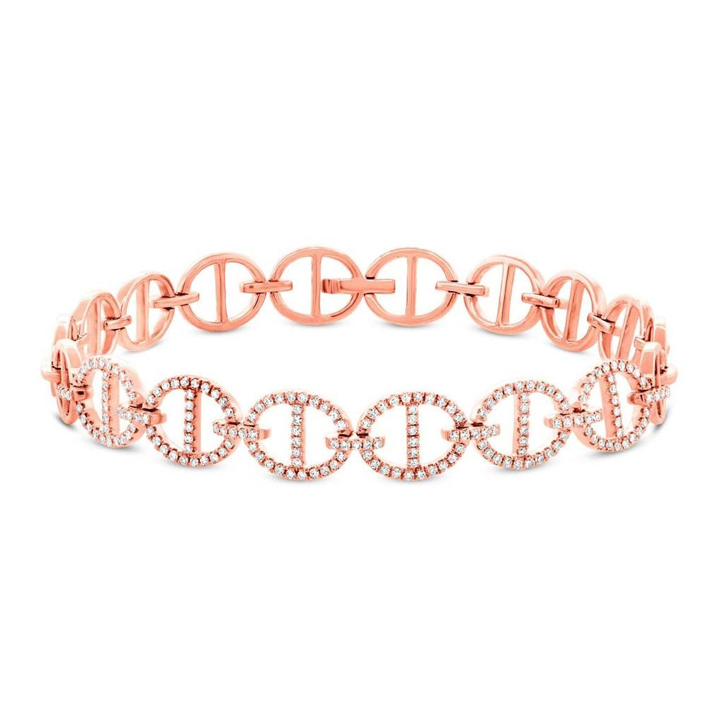 0.57 Ctw 14k Rose Gold Diamond Womens Bracelet