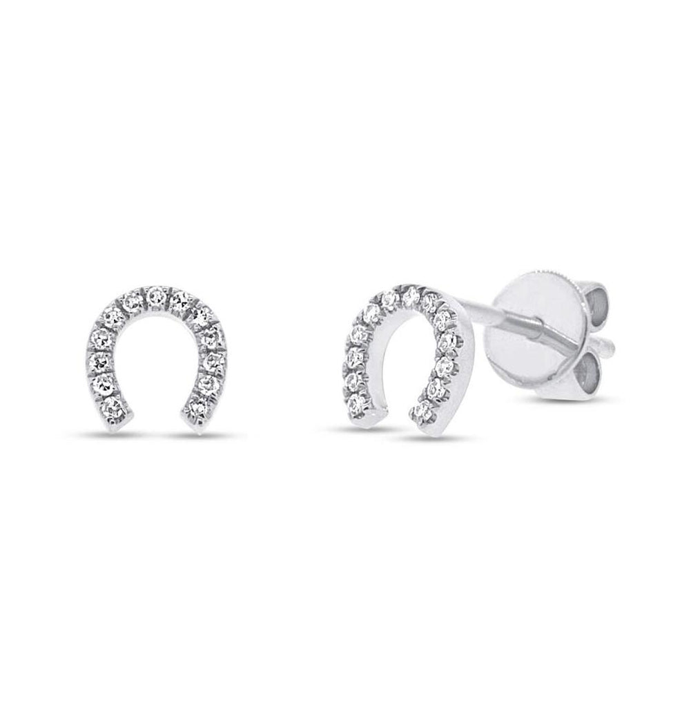 0.06 Ctw 14k White Gold Diamond Horseshoe Earring