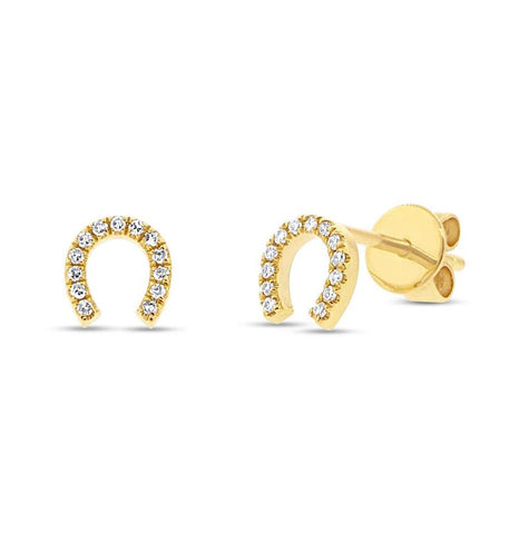 0.06 Ctw 14k Yellow Gold Diamond Horseshoe Earring