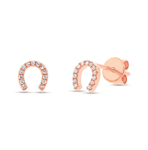 0.06 Ctw 14k Rose Gold Diamond Horseshoe Earring