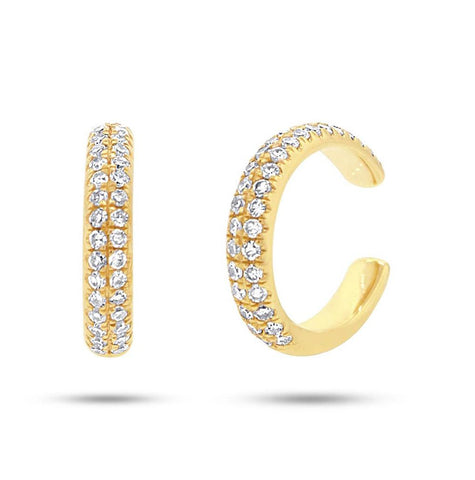 0.21 Ctw 14k Yellow Gold Diamond Ear Cuff Earring