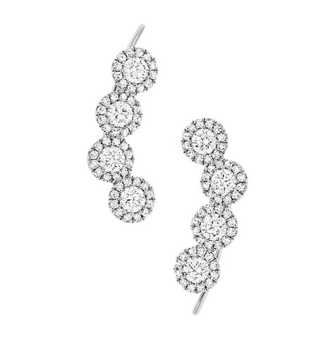 0.92 Ctw 14k White Gold Diamond Ear Crawler Earring