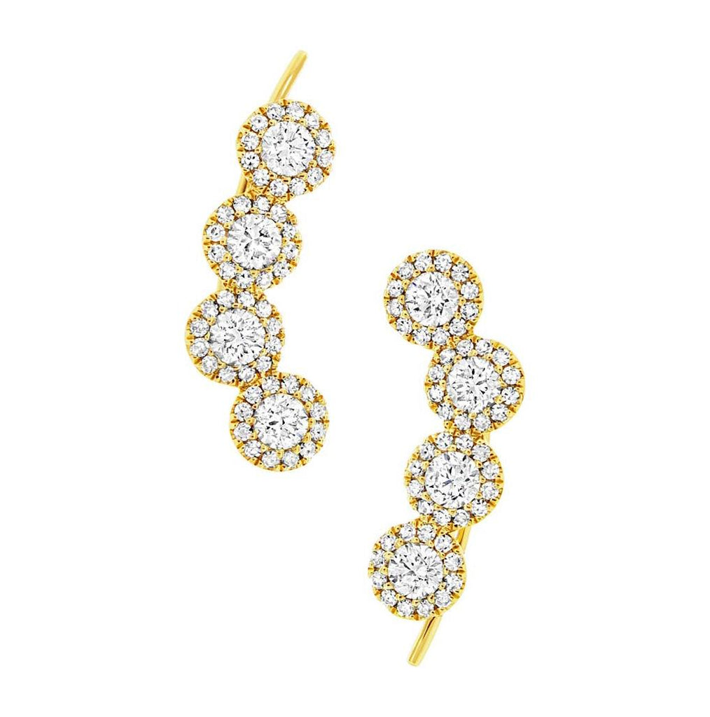 0.92 Ctw 14k Yellow Gold Diamond Ear Crawler Earring