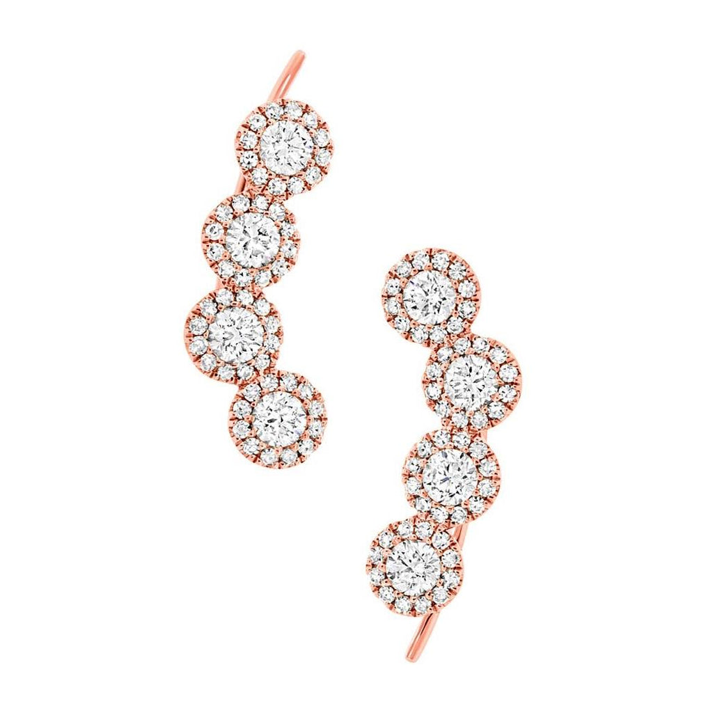 0.92 Ctw 14k Rose Gold Diamond Ear Crawler Earring