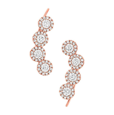 0.92 Ctw 14k Rose Gold Diamond Ear Crawler Earring