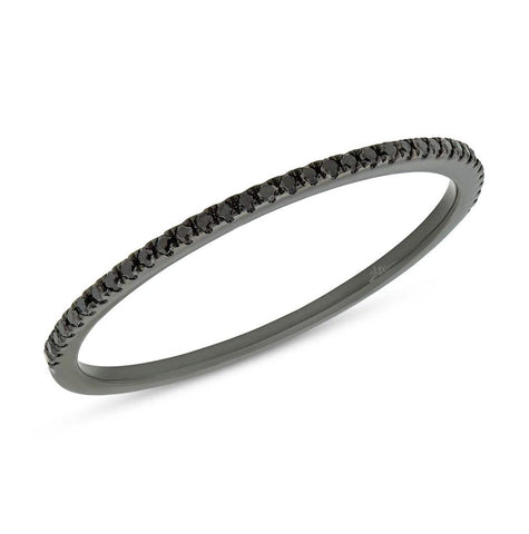 0.10 Ctw 14k Black Rhodium Gold Black Diamond Womens Band Size 4.5