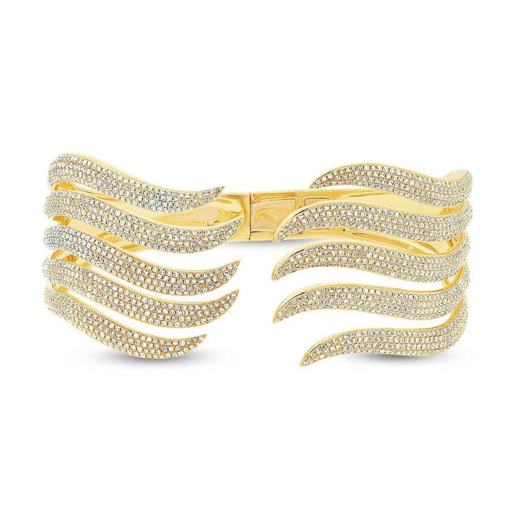 4.17 Ctw 14k Yellow Gold Diamond Pave Bangle Bracelet