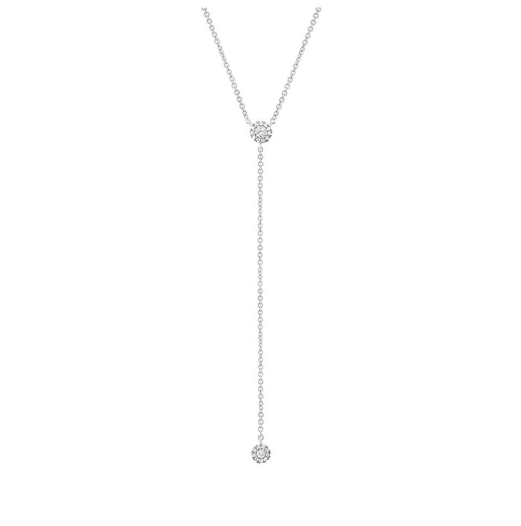 0.12 Ctw 14k White Gold Diamond Lariat Necklace