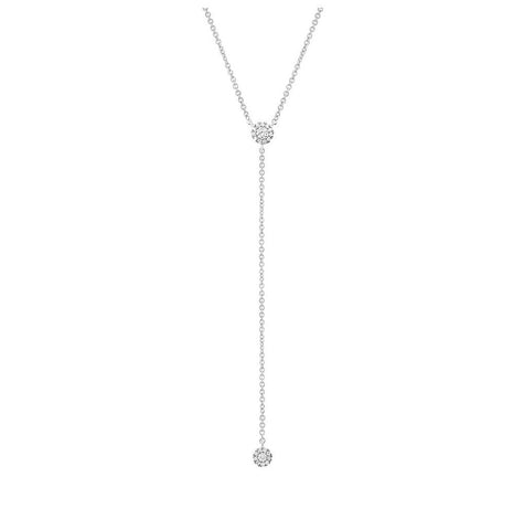 0.12 Ctw 14k White Gold Diamond Lariat Necklace