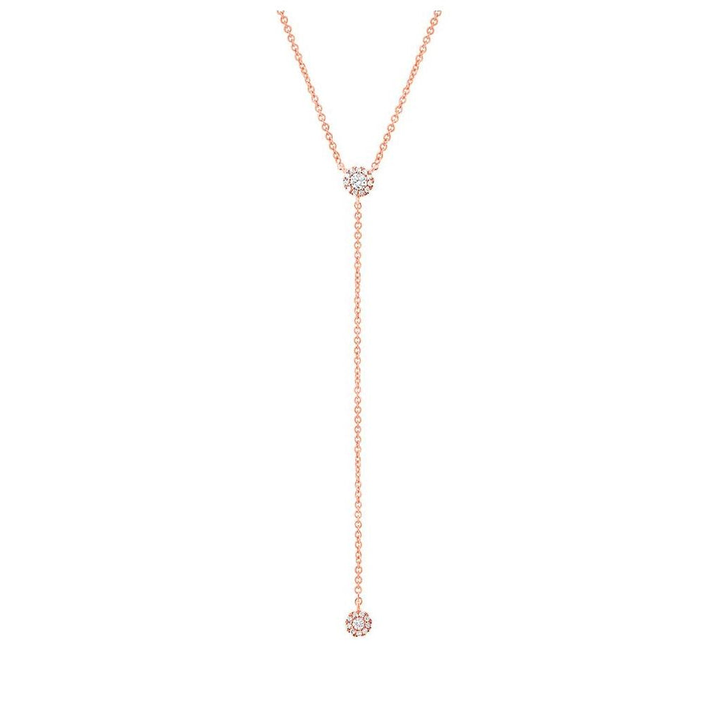 0.12 Ctw 18k Rose Gold Diamond Lariat Necklace