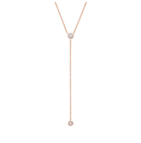 0.12 Ctw 18k Rose Gold Diamond Lariat Necklace