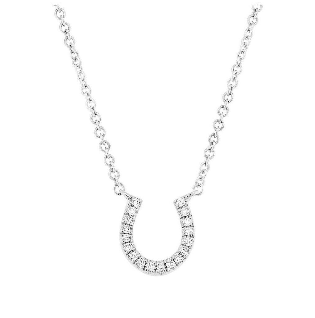 0.06 Ctw 14k White Gold Diamond Horseshoe Necklace