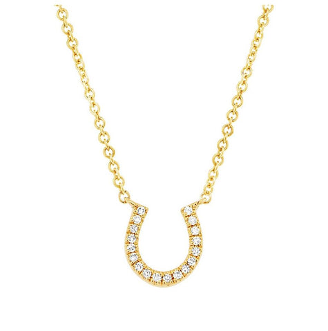 0.06 Ctw 14k Yellow Gold Diamond Horseshoe Necklace