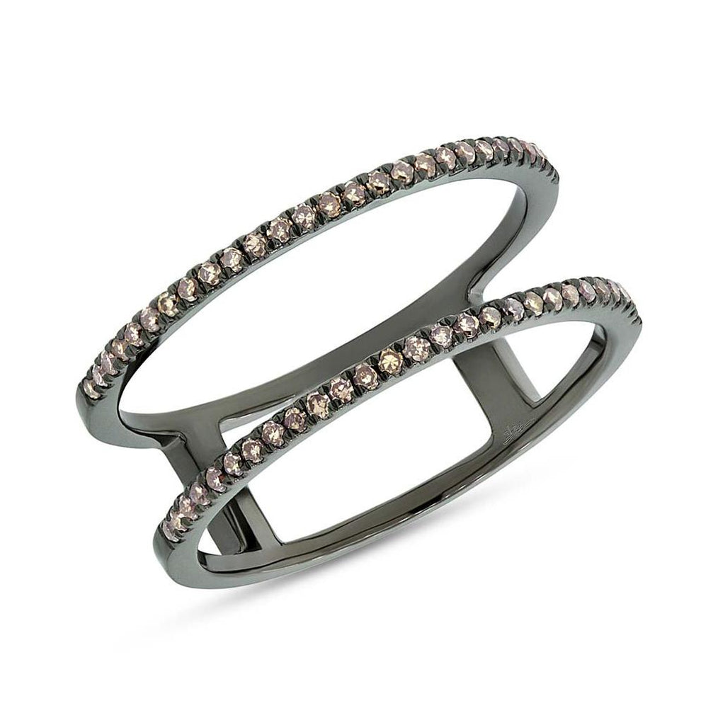 0.17 Ctw 14k Black Rhodium Gold Champagne Diamond Womens Ring