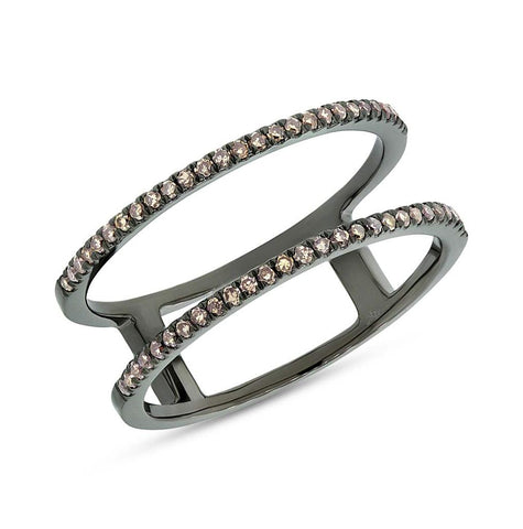 0.17 Ctw 14k Black Rhodium Gold Champagne Diamond Womens Ring