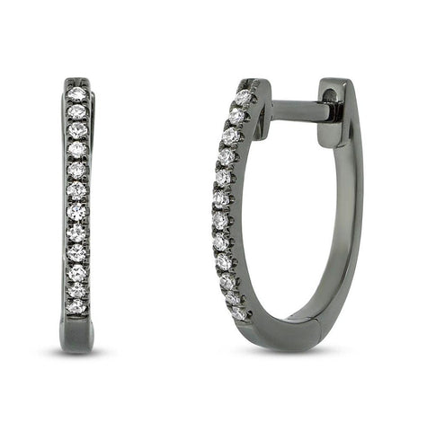 0.08 Ctw 14k Black Rhodium Gold Diamond Huggie Earring