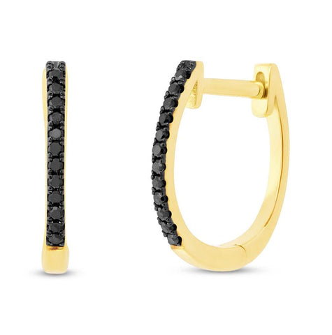 0.08 Ctw 14k Yellow Gold Black Diamond Huggie Earring