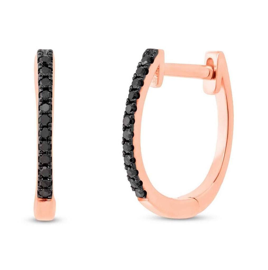 0.08 Ctw 14k Rose Gold Black Diamond Huggie Earring