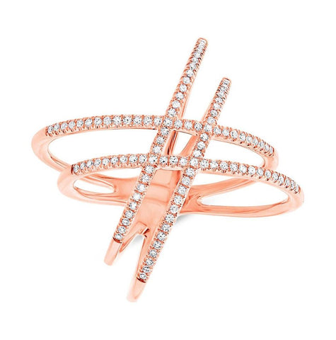 0.32 Ctw 14k Rose Gold Diamond Womens Ring