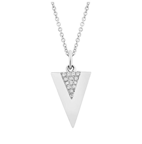 0.03 Ctw 14k White Gold Diamond Triangle Necklace