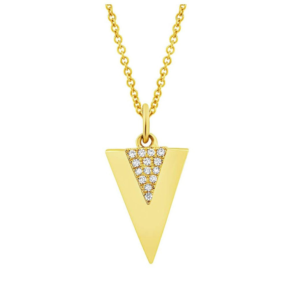 0.03 Ctw 14k Yellow Gold Diamond Triangle Necklace