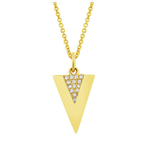 0.03 Ctw 14k Yellow Gold Diamond Triangle Necklace