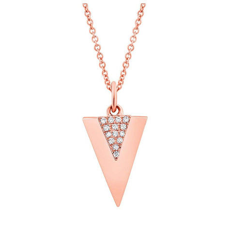 0.03 Ctw 14k Rose Gold Diamond Triangle Necklace