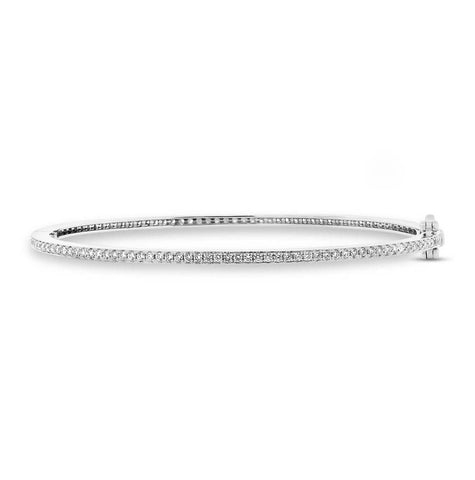 1.09 Ctw 14k White Gold Diamond Bangle Bracelet