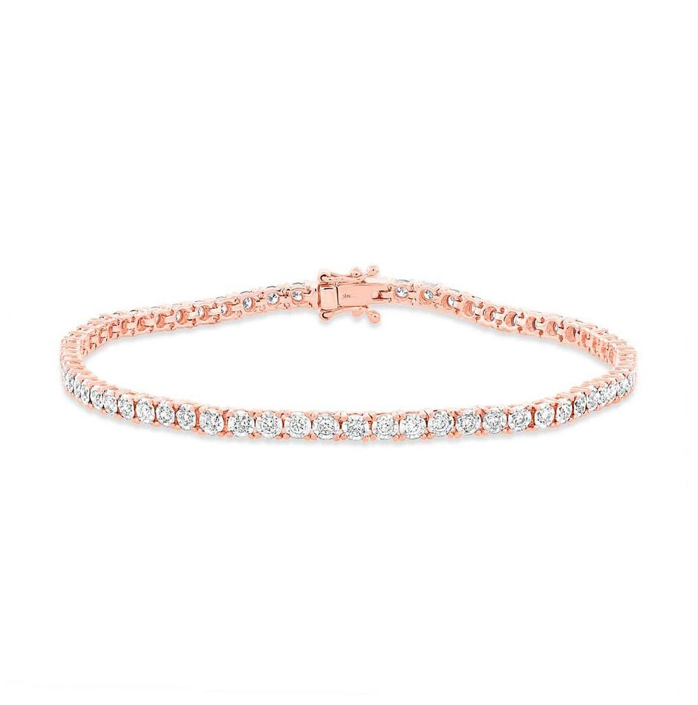 1.00 Ctw 14k Rose Gold Diamond Womens Bracelet