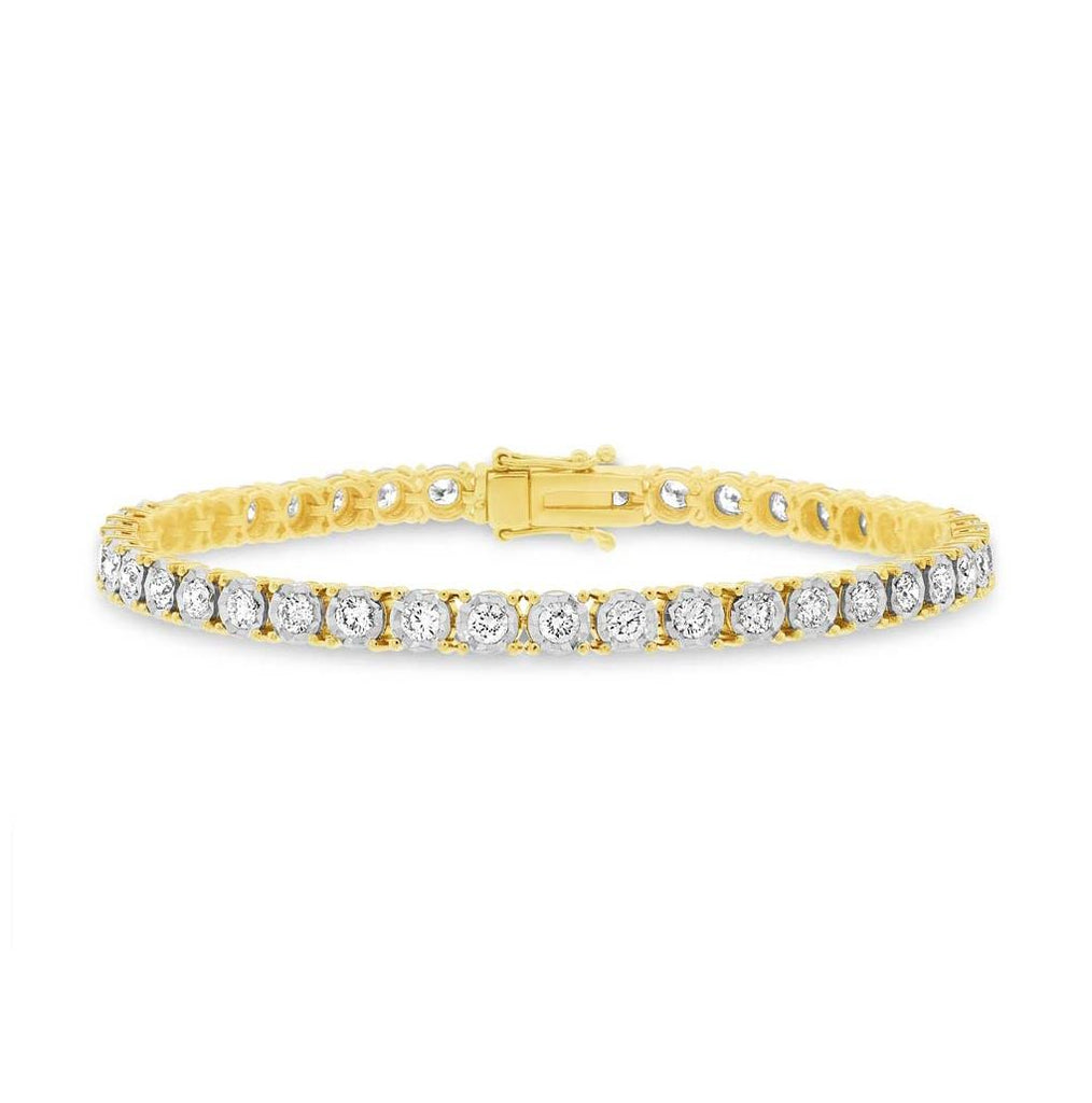 3.00 Ctw 14k Yellow Gold Diamond Womens Bracelet