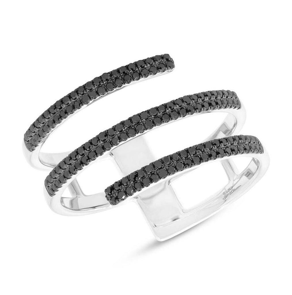 0.30 Ctw 14k White Gold Black Diamond Womens Ring Size 6