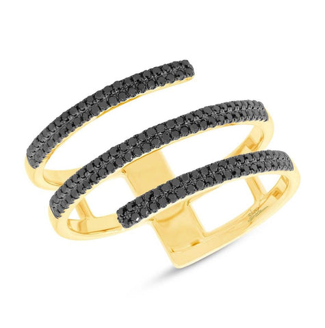 0.30 Ctw 14k Yellow Gold Black Diamond Womens Ring