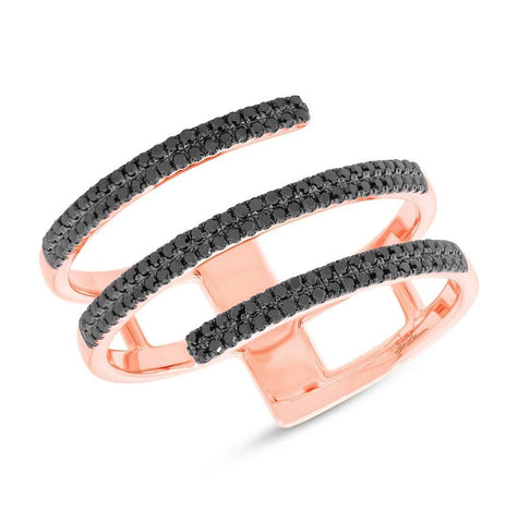 0.30 Ctw 14k Rose Gold Black Diamond Womens Ring