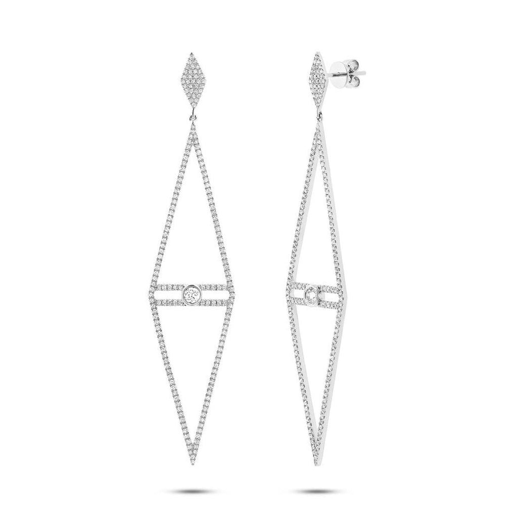 1.19 Ctw 14k White Gold Diamond Triangle Earring