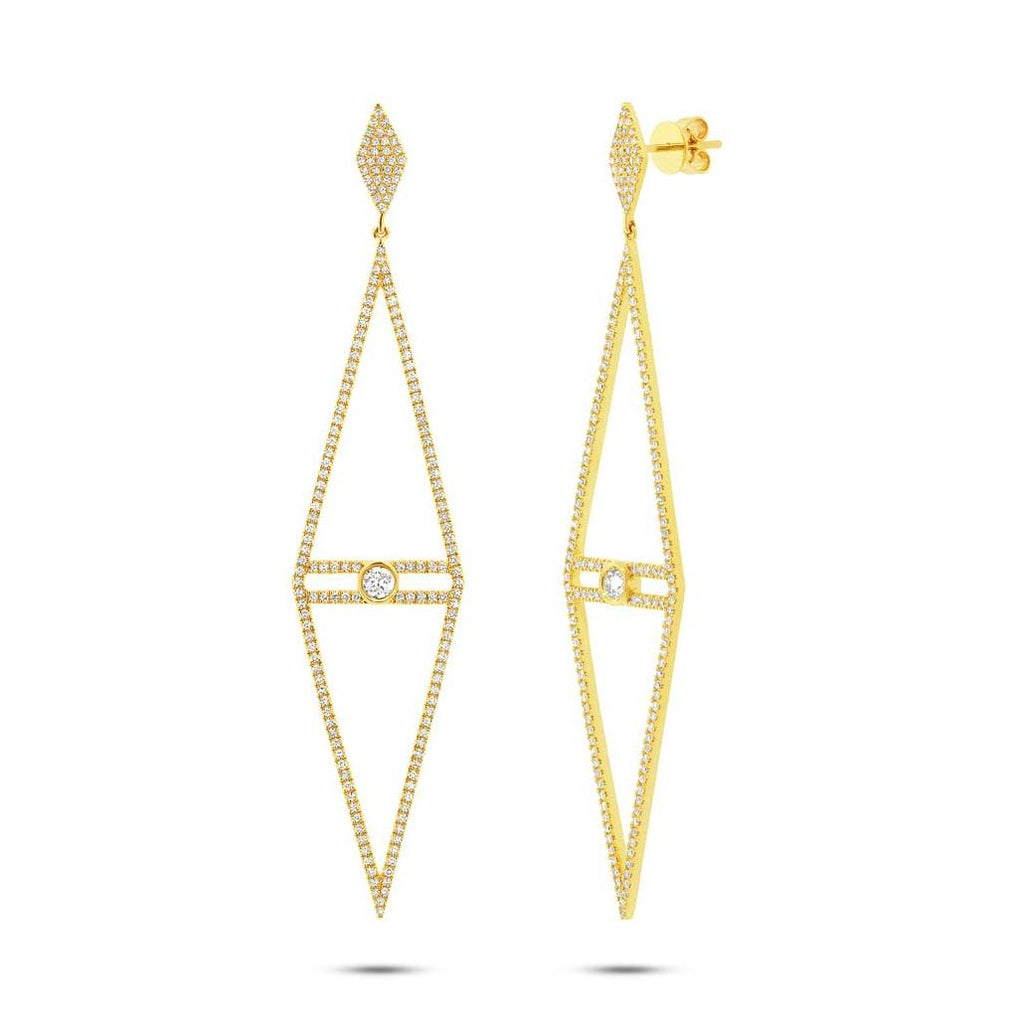 1.19 Ctw 14k Yellow Gold Diamond Triangle Earring