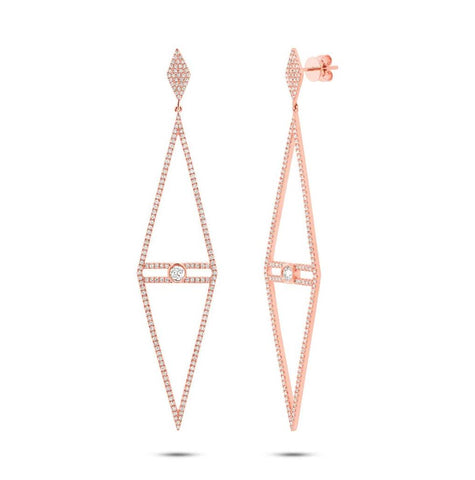 1.19 Ctw 14k Rose Gold Diamond Triangle Earring