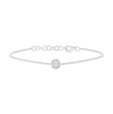 0.05 Ctw 14k White Gold Diamond Pave Circle Bracelet