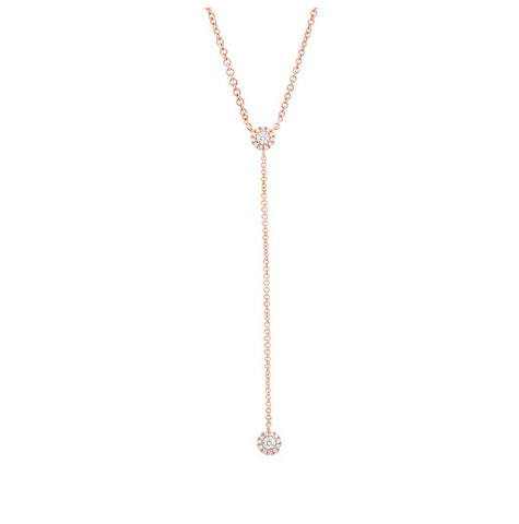 0.16 Ctw 14k Rose Gold Diamond Lariat Necklace