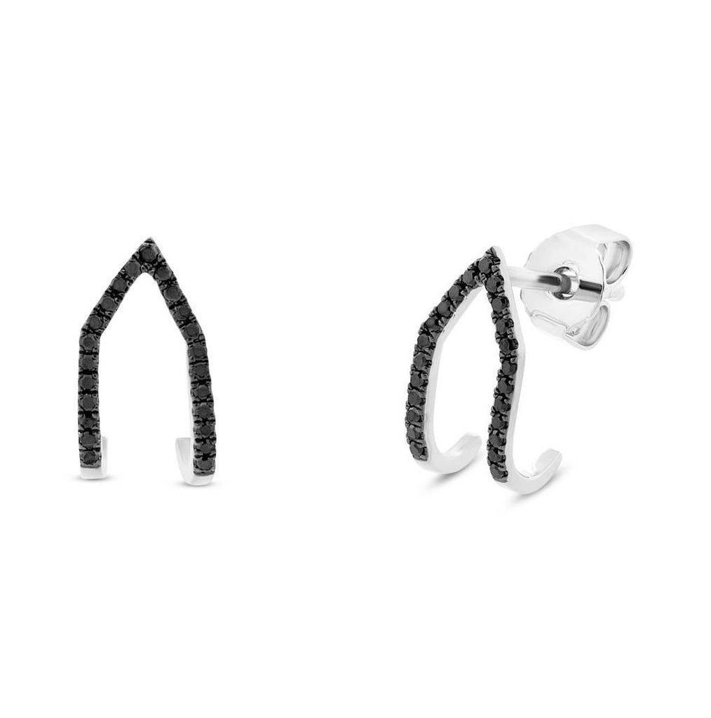 0.15 Ctw 14k White Gold Black Diamond Earring