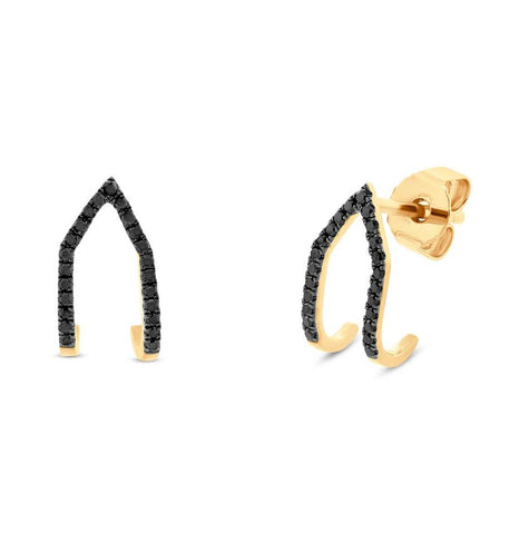 0.15 Ctw 14k Yellow Gold Black Diamond Earring