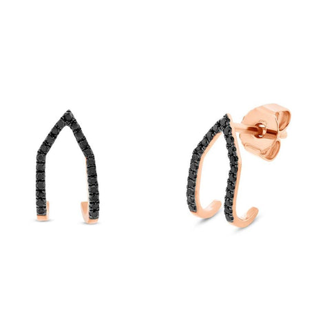 0.15 Ctw 14k Rose Gold Black Diamond Earring