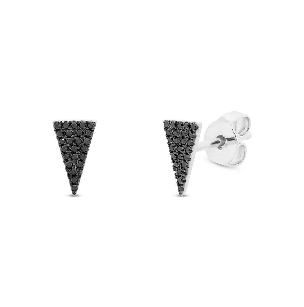 0.12 Ctw 14k White Gold Black Diamond Pave Triangle Earring