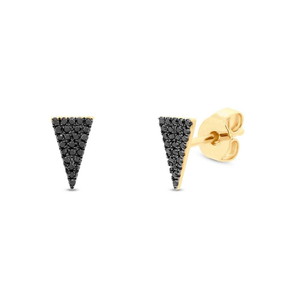 0.12 Ctw 14k Yellow Gold Black Diamond Pave Triangle Earring