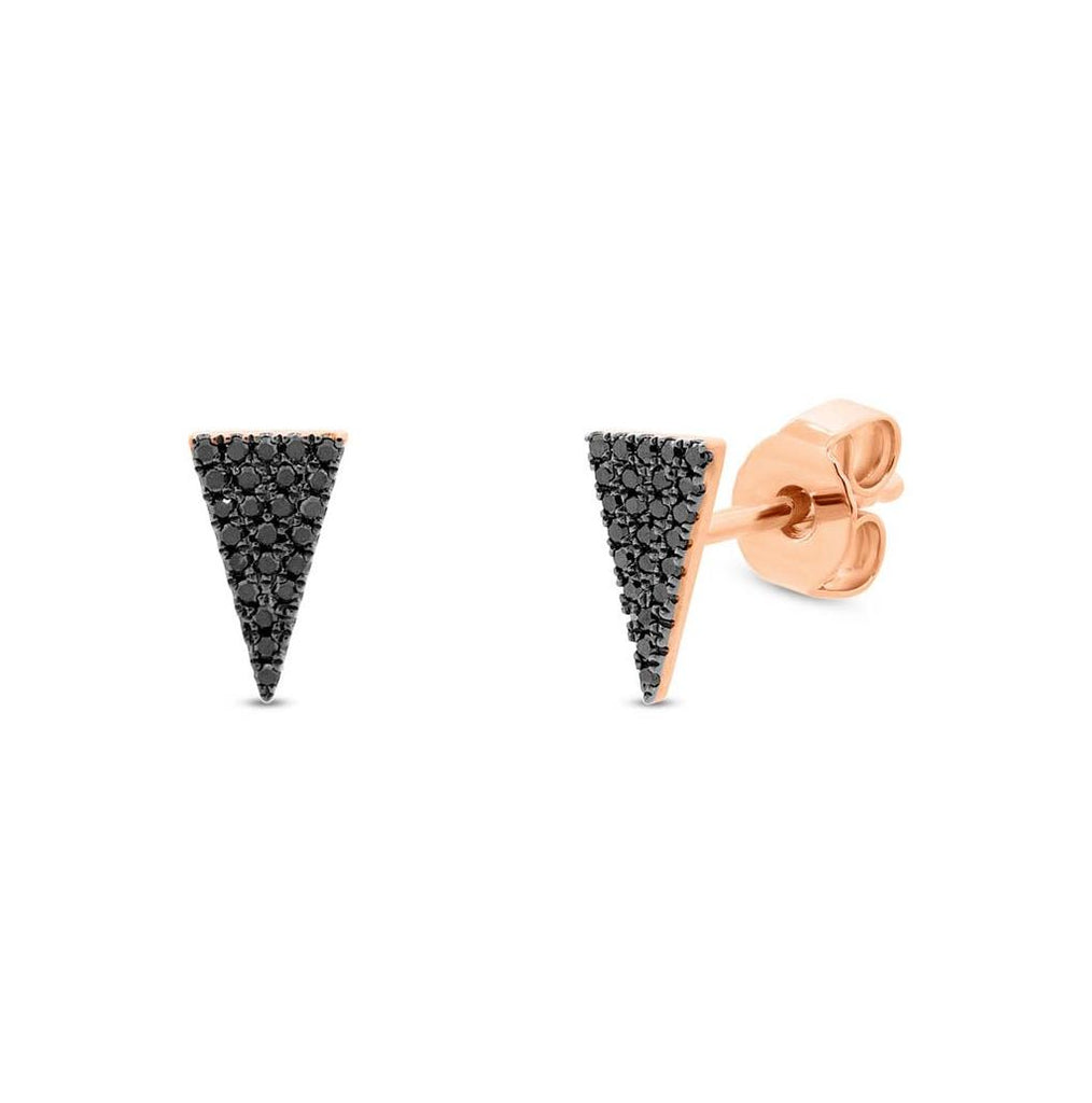 0.12 Ctw 14k Rose Gold Black Diamond Pave Triangle Earring