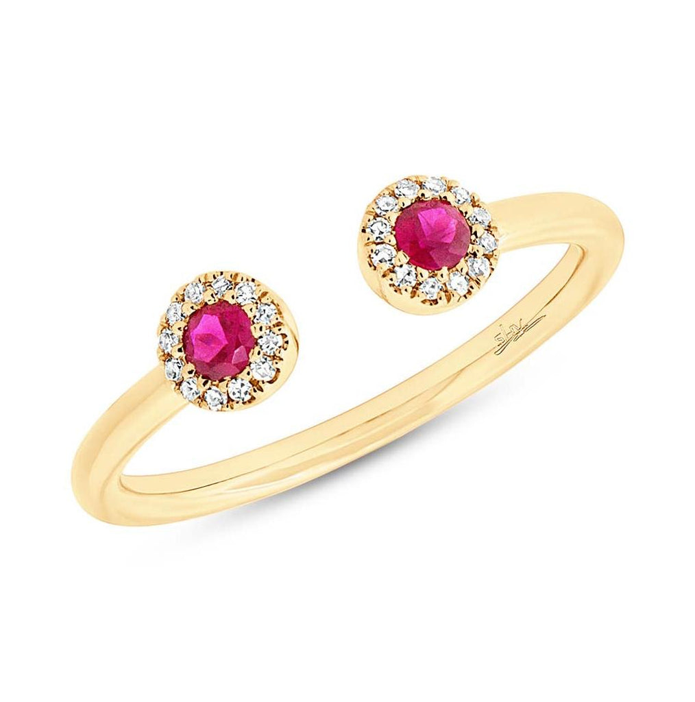 0.07 Ctw Diamond And 0.20 Ctw Ruby 14k Yellow Gold Womens Ring